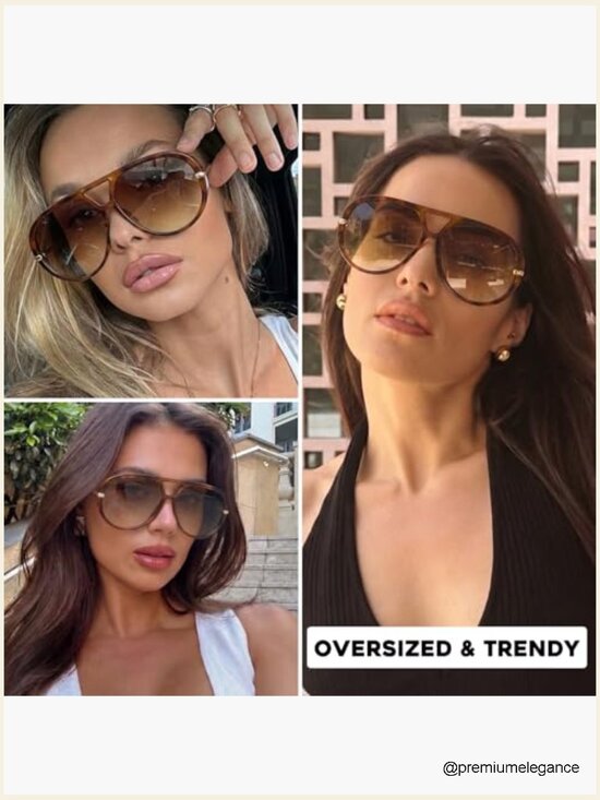 Oversized Aviator Sunglasses with UV400 Protection, Retro Style for Women